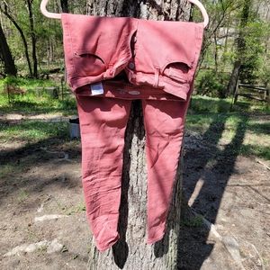 Old Navy high waisted skinny pink button up jeans